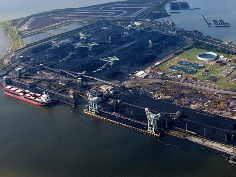 Aerial view of a major metallurgical coal producer near the US Gulf Coast
